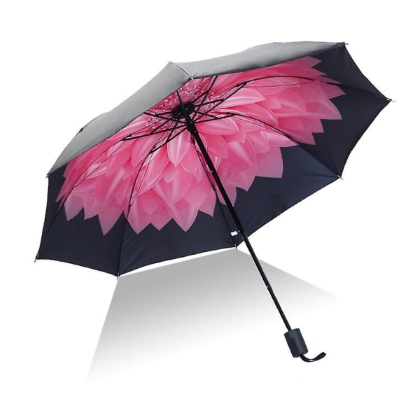 Paraply för män, regn, kvinna, vindtät, stor, 3d-blommönster, solskydd, 3-faldig paraply, utomhusparaply（G）