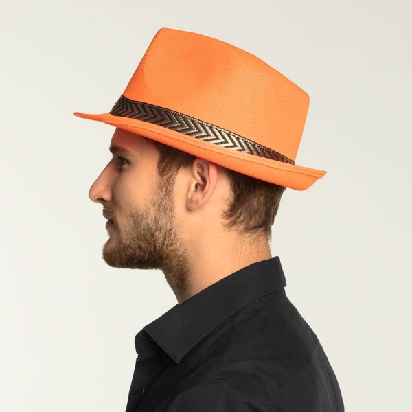 Musta Borsalino-hattu aikuisille, olkihattu vanhemmille ja lapsille, aurinkosuoja olkihattu, trendikäs hattu - Oranssi