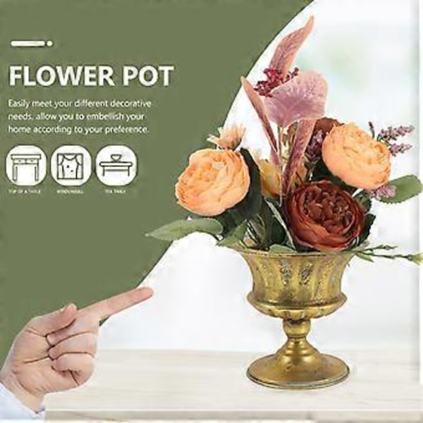 Retro Dekor Trädgårdsurna Vas Plastblomkrukor Järnblomkruka Rustik Blomma Traditionell Urna Blomkruka