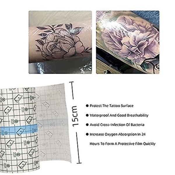 Tatuering Eftervård Vattentätt självhäftande bandage 2 M X 15 Cm, ​​Hudläkning Skyddsbandage Transparent Stretch Sårförband Skyddsfilm