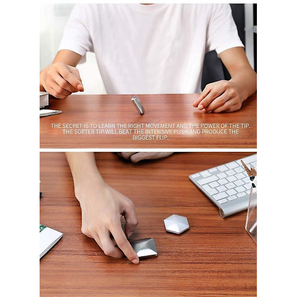 Flip Toy, Desktop Flip Spinning Toy Pocket Stress Relieve Toy - Fyrkantig (Silver)