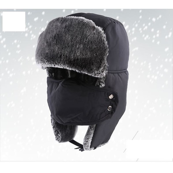 Unisex vinteröronflik Trapper Bomber Hatt Håller sig varm medan du åker skridskor skidor eller andra utomhusaktiviteter (svart)