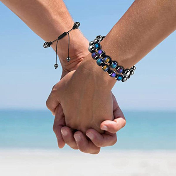 Termochromisk Perle Lymfe Udelukke Urenheder Armbånd, Termochromisk Vævet Slankende Armbånd Håndsmykker Tilbehør Sort