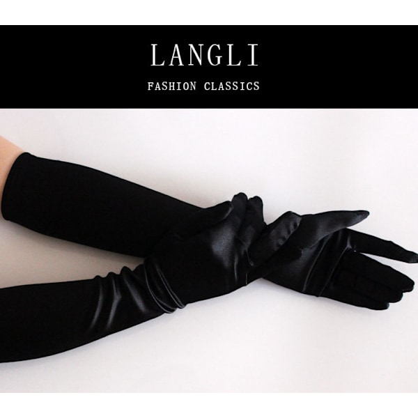 Lång klänning satin handskar bröllop show bal handskar kostym accessoar