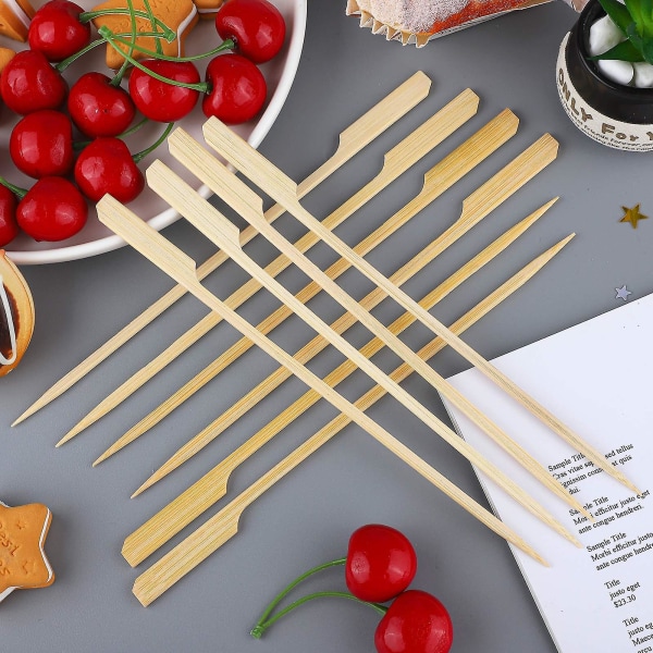 100 stk. Padlespyd Naturlige Træ Cocktail Sticks Picks Til Grillspyd Spid Buffet Fest 20cm