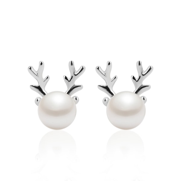 S925 silver fashion woman freshwater pearl deer stud earrings sim