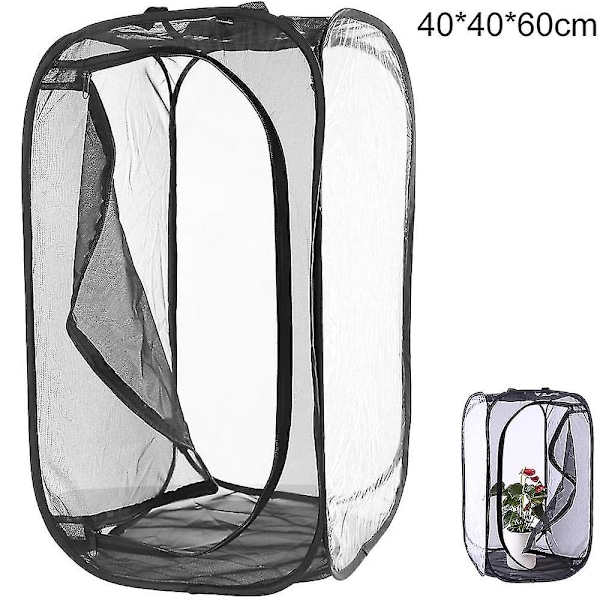 Sort Insektsikkert Netboks Foldbar Plante Drivhus Lys 40*40*60cm