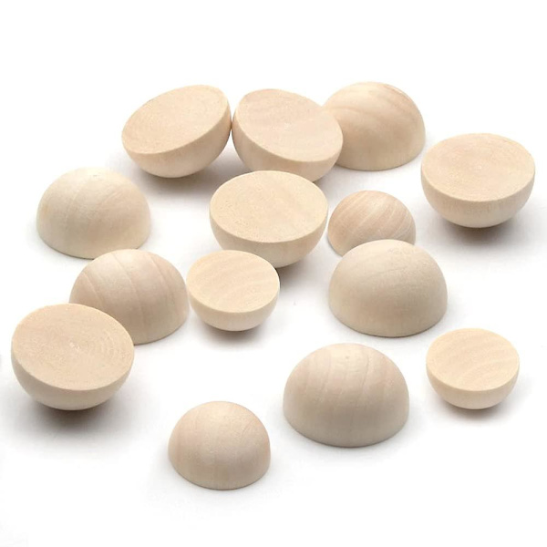 100 st halva träpärlor ofärdiga naturliga halva träkulor, delade träkulor prydnader för DIY-hantverk（20MM）
