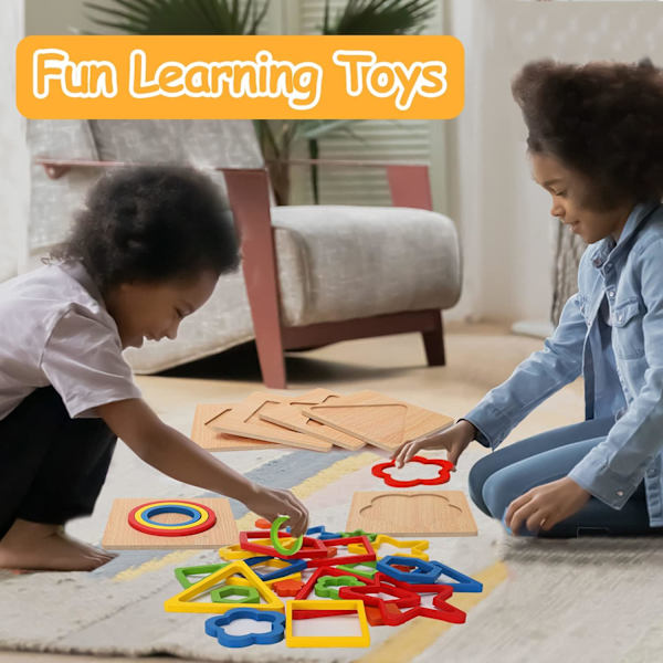 Träpusselspel för småbarn Montessori FormSorteringspussel