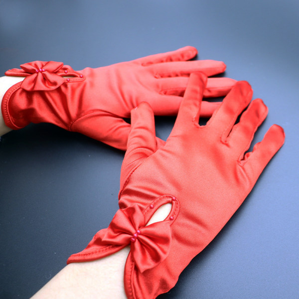 Punaiset Mixed Gloves, Lyhyet, Mustat, Naisten Bow D Lyhyet Käsineet