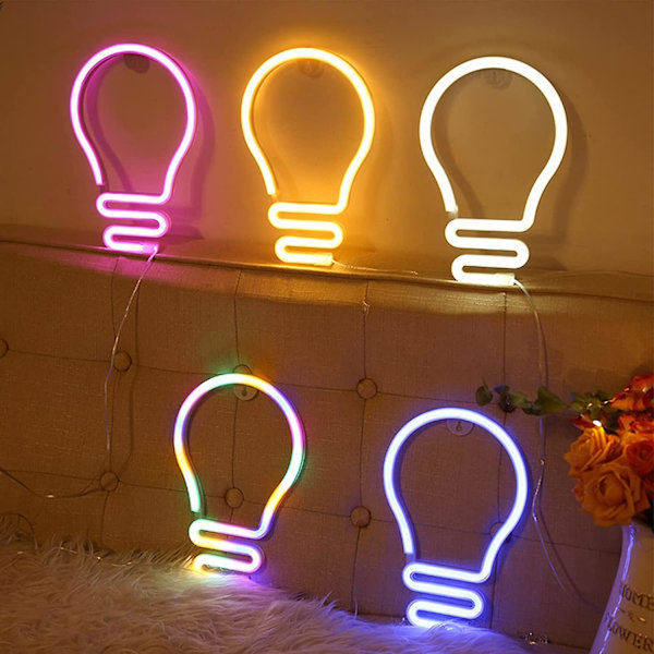 Pæreformet neonlys til soveværelsesvæg, batteridrevet eller USB-drevet cool LED-neonskilt, neonskilte til vægdekoration, LED-skilt til børneværelse