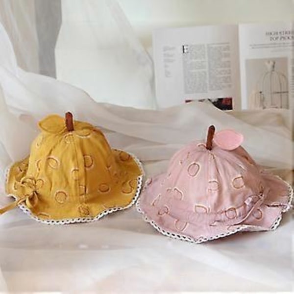 Kreativ Tredimensionell Äppeldesign Solhatt för Barn, Slapp Strandhatt, Bred Brätte, Justerbar Hattomkrets 48 cm (Gul)