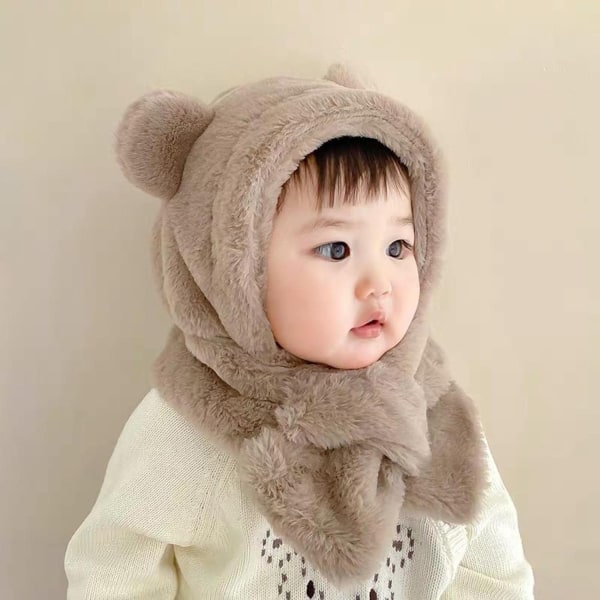 Pink,For Children Plush Kids Scarf Hat Babies Ear Protection Hat