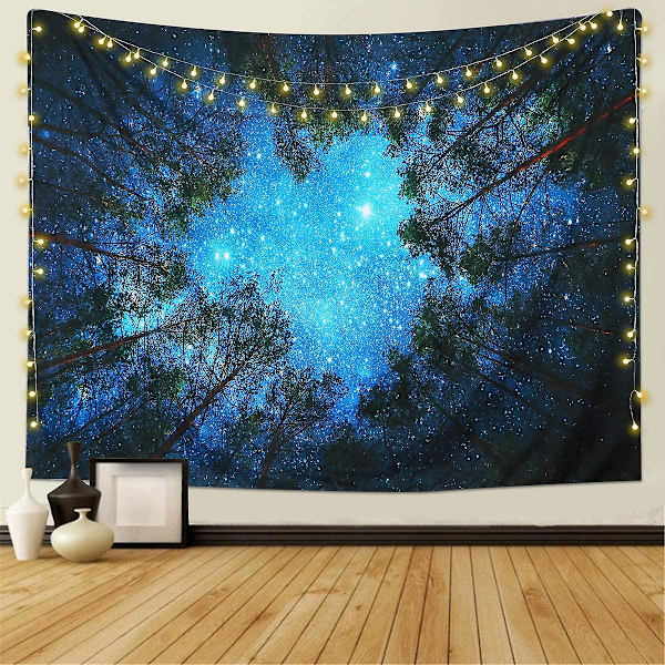 Forest Starry Tapestry Galaxy Tapestry Väggbonad Blå Väggbonad