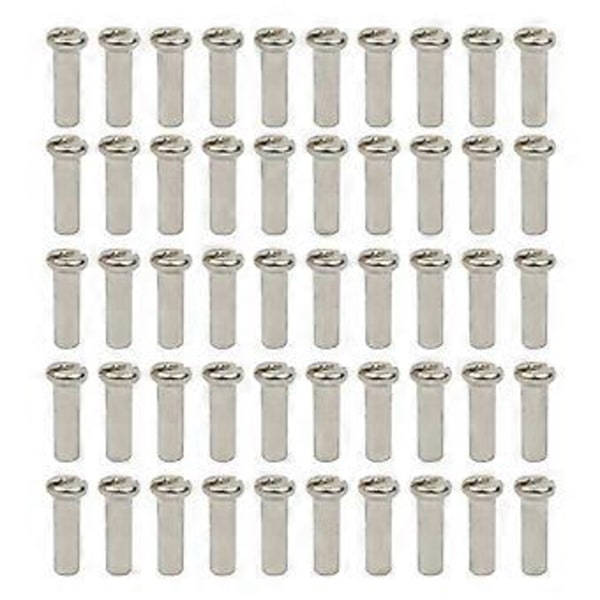 50kpl Metallisia maastopyörän pinnan nippeleitä, korvaavia 12G 13G 14G pinnoille maantie- ja maastopyöriin, varaosatarvikkeet 50kpl 14G hopea 14mm 50pc 14G silver 14mm
