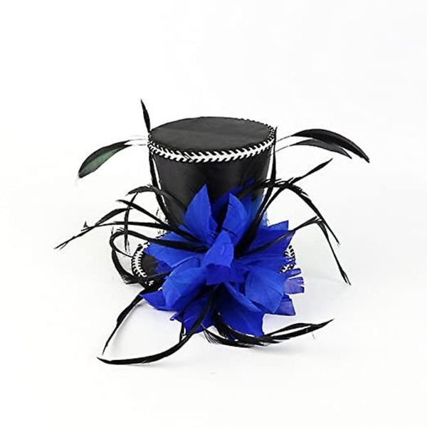 Mini Top Hat Feather Fascinator Cocktailblue Feather