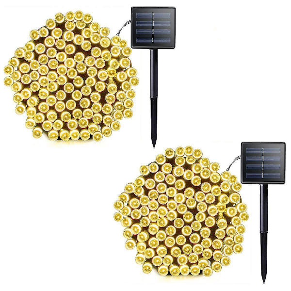 2 kpl 200 LED:n aurinkokäyttöiset jouluvalot, 72,2 jalkaa ulkokäyttöön soveltuvat vedenpitävät
