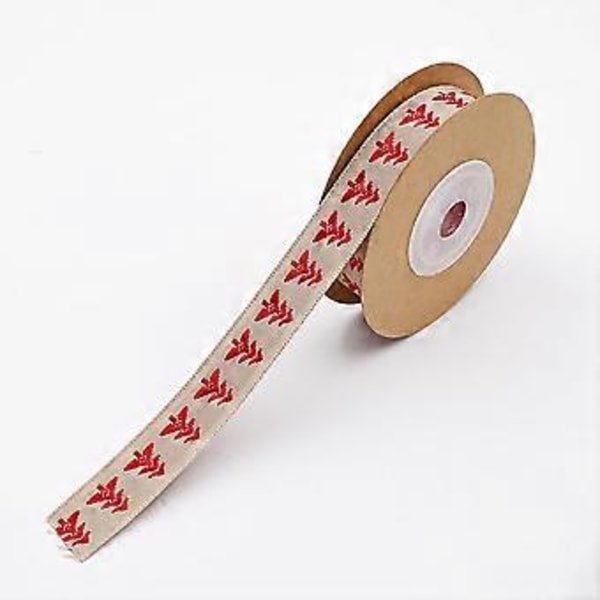 15mm 5 jaardin punainen tähti ruskea puuvillapellavanauha, pakkausnarua hyvää joulua -kuvio DIY-syntymäpäivälahjapakettiin juhlakoristeisiin COLOR 2