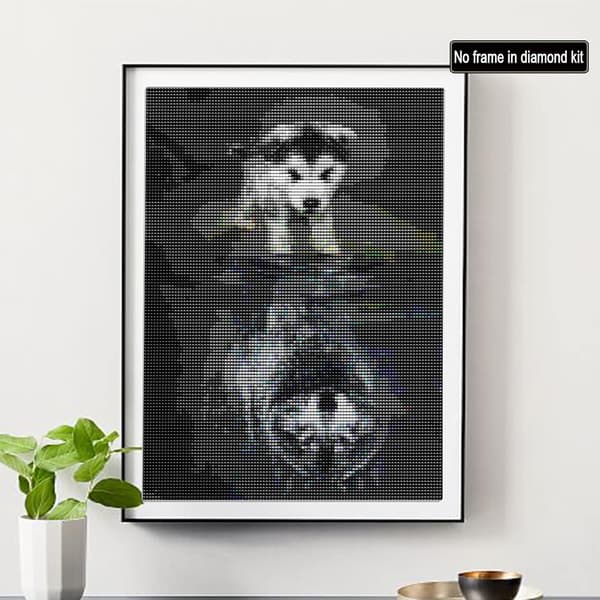 Reflekterende ulv og hund 5D diamantmaleri fuld digital borekit