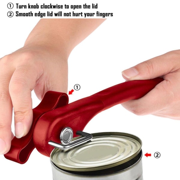 2-pack säker manuell burköppnare Ergonomisk halkfri design med slät sidoklipp Professionell burköppnare i rostfritt stål som inte vidrör maten