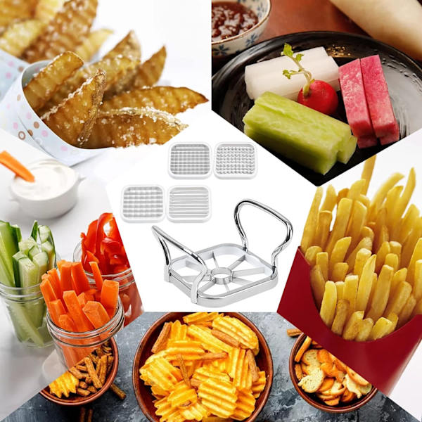 Pommes frites-skärare, potatisskärare, rostfria blad Vegeta