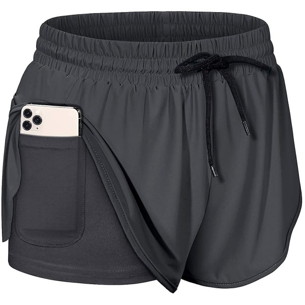 Shorts Womens Sport Hotpants Med Lommer Snøring（XXL）