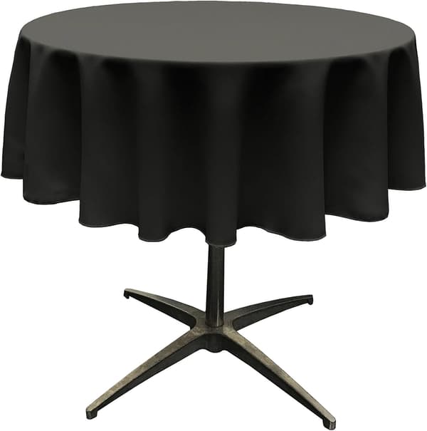 Rund bordsduk, polyester, svart engångs enfärgad