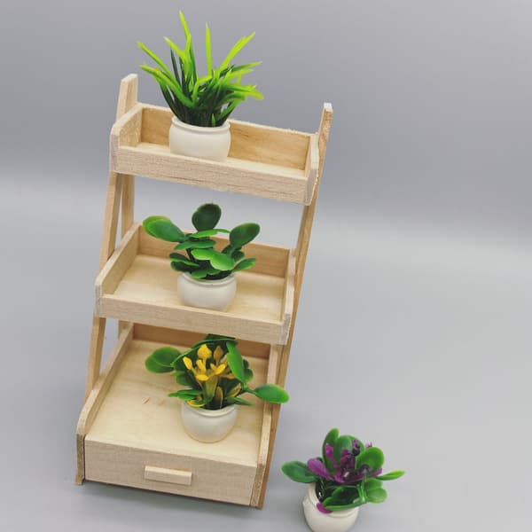 Sæt med 8 miniature planter til dukkehus, bonsai, grøn