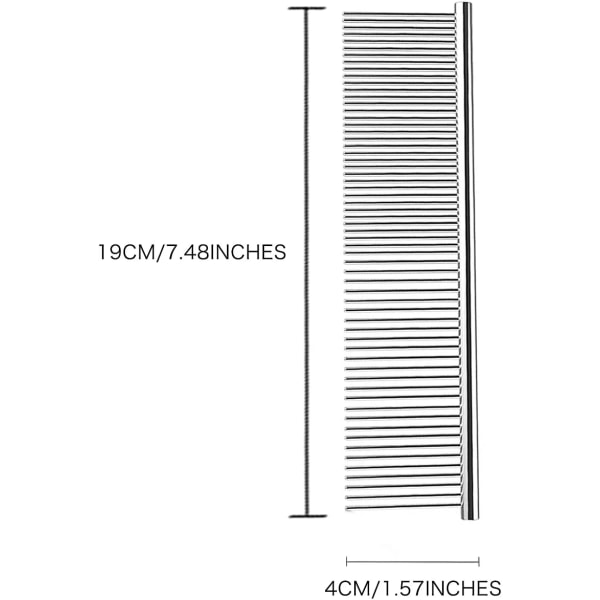 RVS-kam voor honden en katten - Ontklittingskam voor honden - Hondenkam voor het verwijderen van klitten en losse haren (19 x 4 cm)