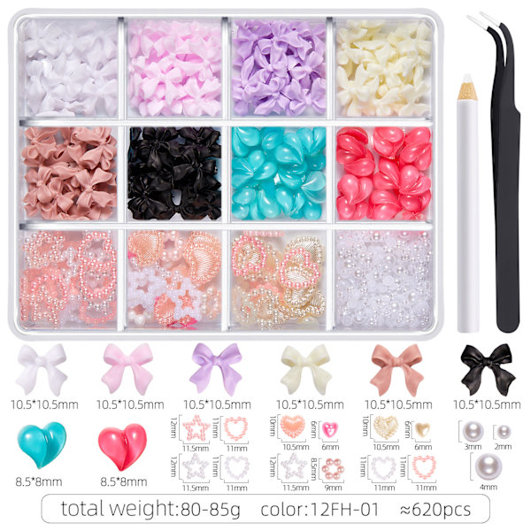 1 Ask 3D Fjärilsnaglar Berlocker Tillbehör Blandade Nageldekor Strass Hantverk Nagelkonst för Nagelentusiaster 12FH01