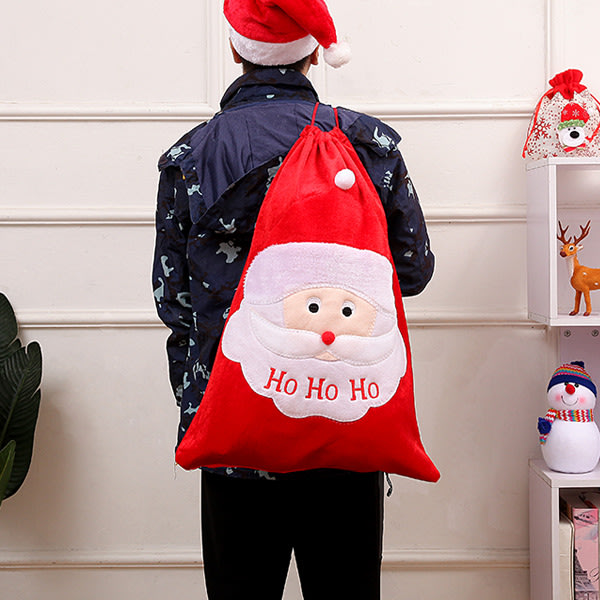 70 * 100cm Jultomte-stil, stor guld sammet presentpåse med dragsko