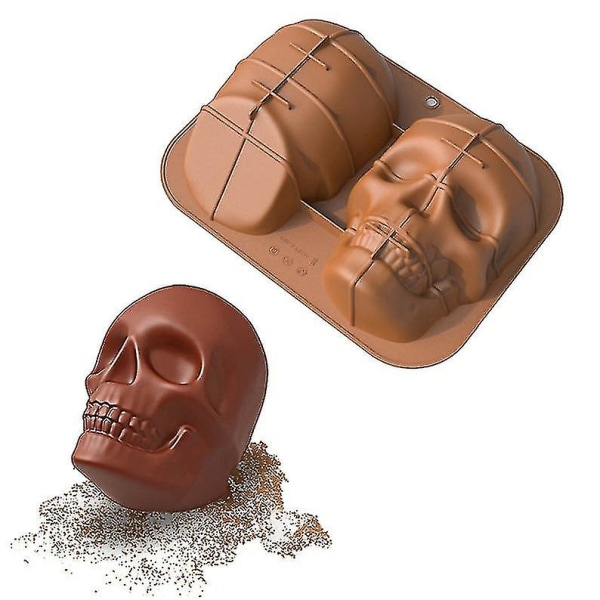 Skull Cake Mold Silicone Diy Baking Mold Anti Stick Reusable Baking Tray For Halloween Party Cakes