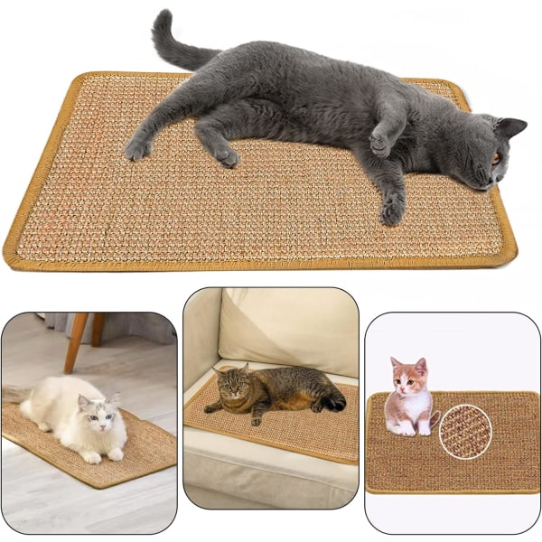 Cat Scratching Mat, Sisal Cat rektangelmatta Halkfri Bekväm C