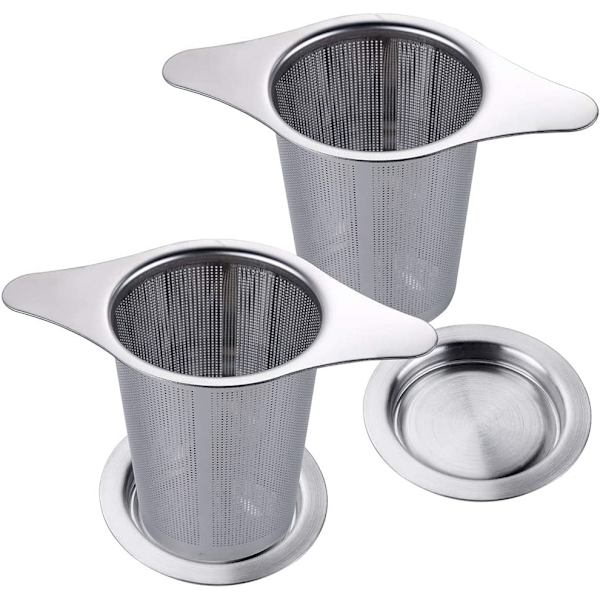 2 stk. te-filter med fine huller i rustfrit stål