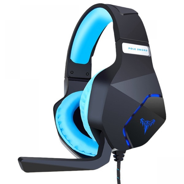 Gaming headset Blå LED-belysning Variabelt hodebånd