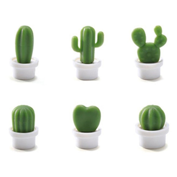 6pcs Fridge Magnets Cute Mini Succulent Plant Vase Set Magnet Button Cactus Refrigerator Message Sticker Magn