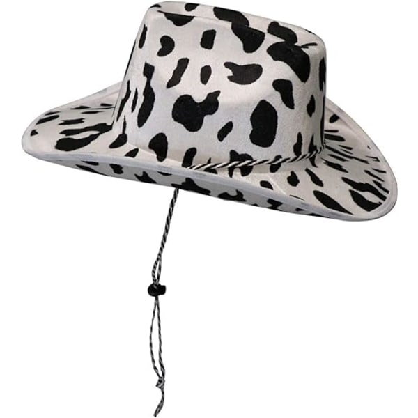Cowboy Hat Sjov Cow Print Hat - Unisex sort og hvid cowboyhat
