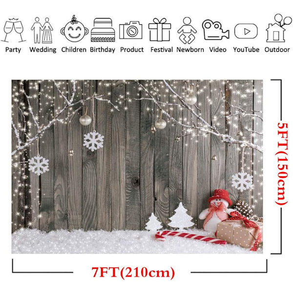 7X5FT Glædelig Jul Baggrund Jul Baggrund Sne Gulv Ph