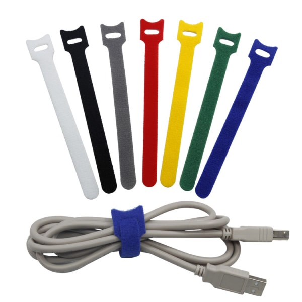 Kabelbinder, sort Justerbare genanvendelige selvgribende kabelbindere (10