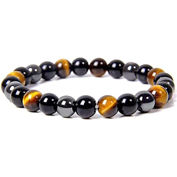 Triple Protection Natural Gemstone Bracelet Tiger Eye Stretch Bra