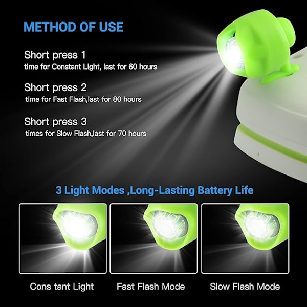 Gröna strålkastare för Croc-skor - 2X Glow in The Dark LED-träskor Sh