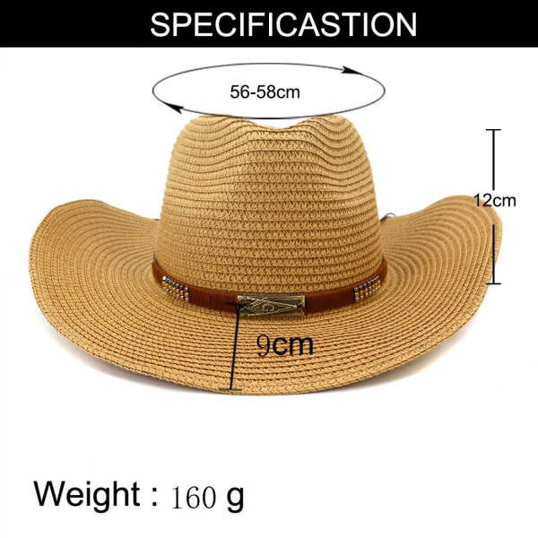 Cowboyhatt kvinner menn western hatt bred brem