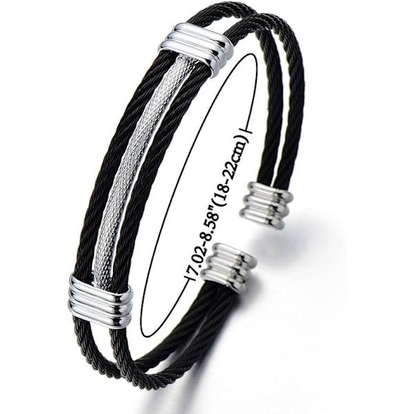 Mænd Kvinder Rustfrit Stål Twisted Kabel Justerbar Manchet Bangle Br