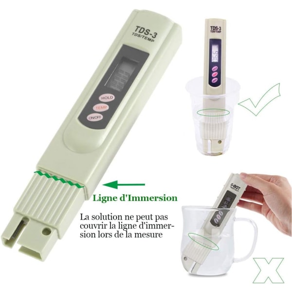 LCD TDS-3 Drikkevannskvalitetsmåler Digital Tester Temperatur