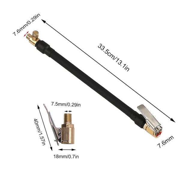 Ventilforlengelsessett 30 cm pumpe med 1 bilventil adapter for bil sykkel motorsykkel