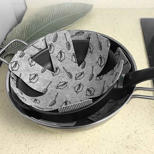 3st Non Woven Pot &amp; Pan Protector Divider Pads Anti-halk Värmeisolerad Pan Pot Mat Hållare Kokkärl Separator Matta Slumpmässig färg