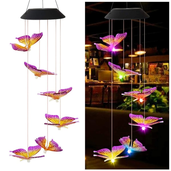 Solar Wind Chime Butterfly Style Waterproof Garden Hanging Lights