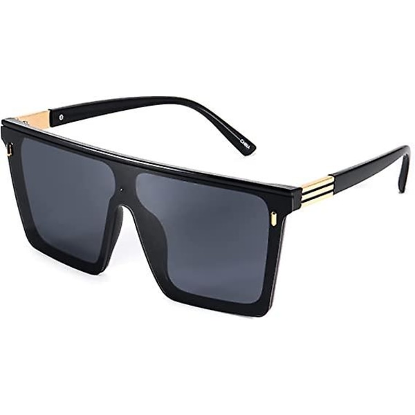 Fyrkantiga Oversized Solglasögon För Kvinnor Män Trendiga Flat Top Big Black Shades Uv400 Sunnies