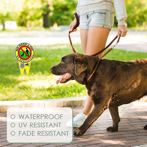 5 st No Poop Dog skyltar för trädgård, No Pooping Dog skylt trädgårdsskylt med insats reflekterar ljus i mörkret gul