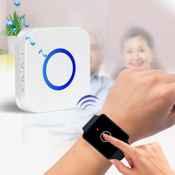1 stk. Nødkald til ældre - Nødopkald - Sygeopkald - Alarm Armbånd til ældre - Trådløs Hjemmealarm til ældre handicappede gravide kvinder